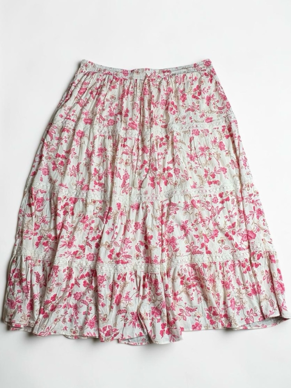 Torrid Tiered Floral Maxi Skirt Pockets Boho Pink Coral Size 3 3X 22/24 - Picture 4 of 10